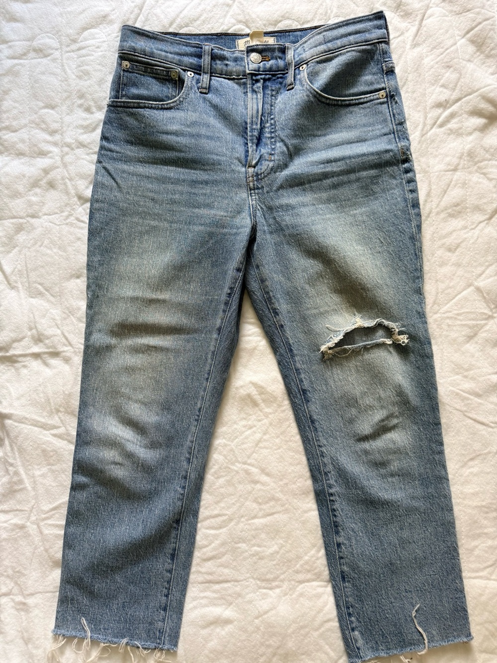 Madewell Light Blue Distressed Ankle Jeans Petite